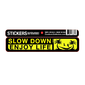 Slow down - Enjoy Life 1 x 5 inches mini bumper sticker Make a statement with these great designs sized perfectly for items like computers, cell phones or bigger items like your car! Dimensions: 1" x 5 inch -Printed vinyl -Outdoor durable and ultra removable -Waterproof